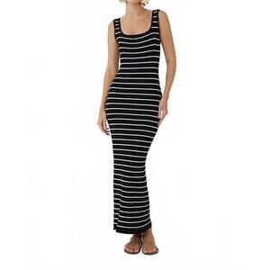 NEW JS71 payton stripe dress in black/white stripe